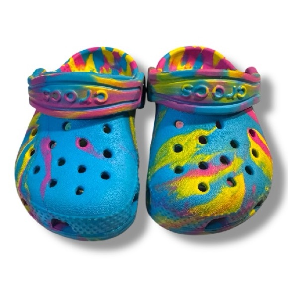 CROCS Kids Classic Marble Colorful Tie-Dye Clogs - Picture 3 of 5
